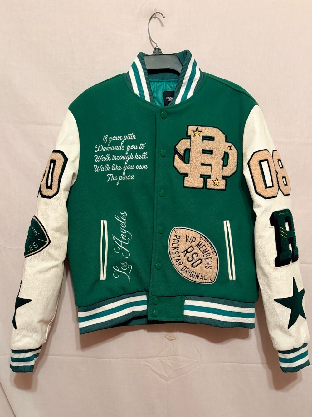 Balser Green Varsity Jacket by the streetwear brand Rockstar Original